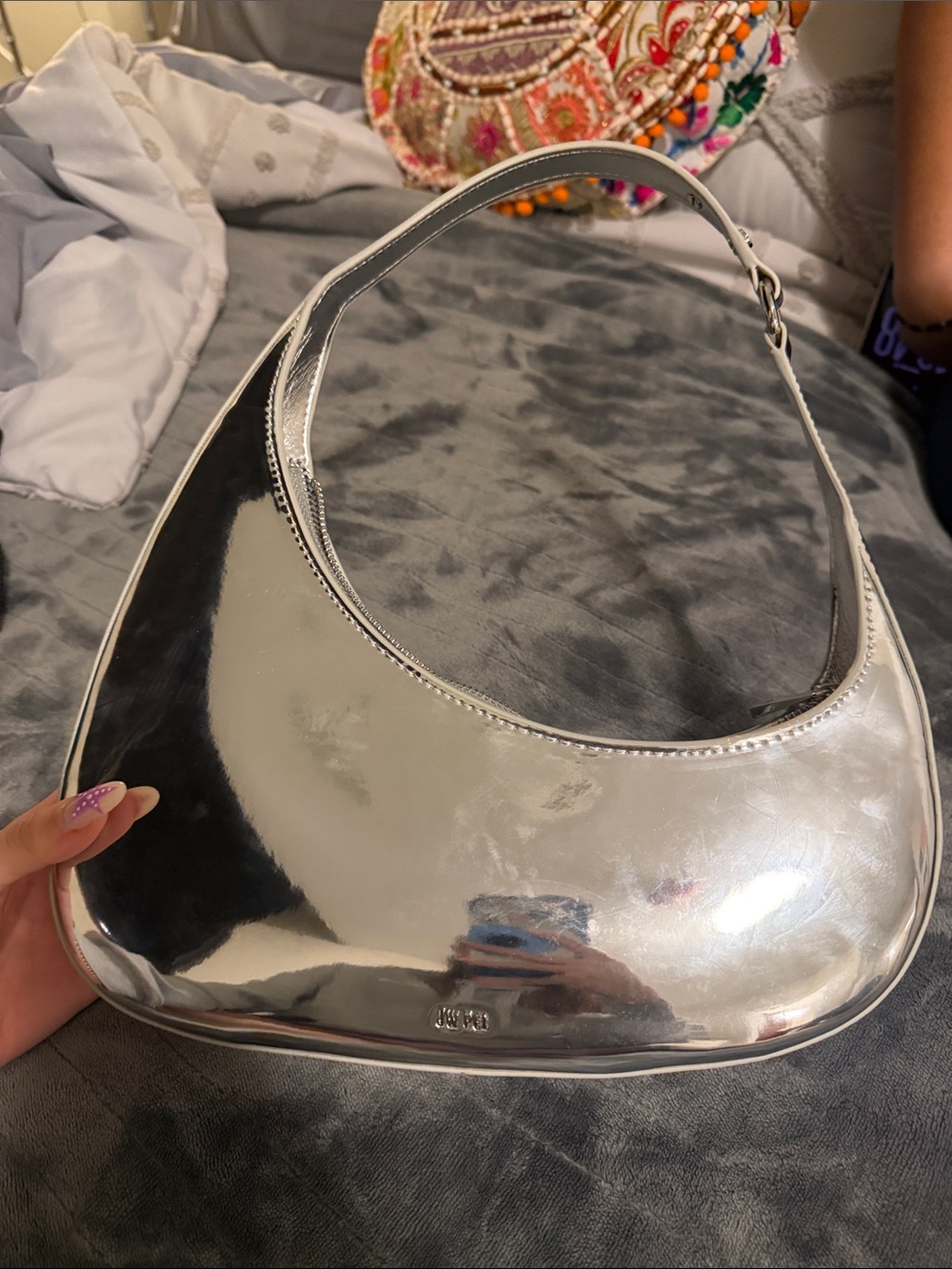 JW PEI Silver Crescent Shoulder Bag